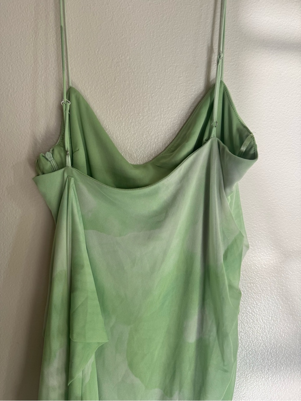 Zara Sheer Draped Midi Dress in Light Green - Picture 7 of 8